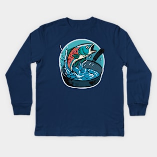 Fresh Fish in the Pan Kids Long Sleeve T-Shirt